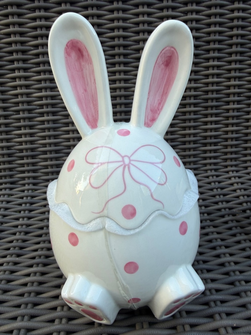 Ceramic Bunny Egg Cookie Jar - NWT